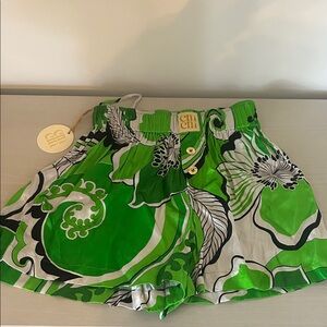Chic Green Floral High Waist Women's Shorts